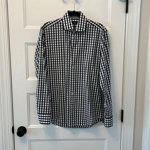 Like New Sz 15.5 mens Hugo Button Down Black/White Check